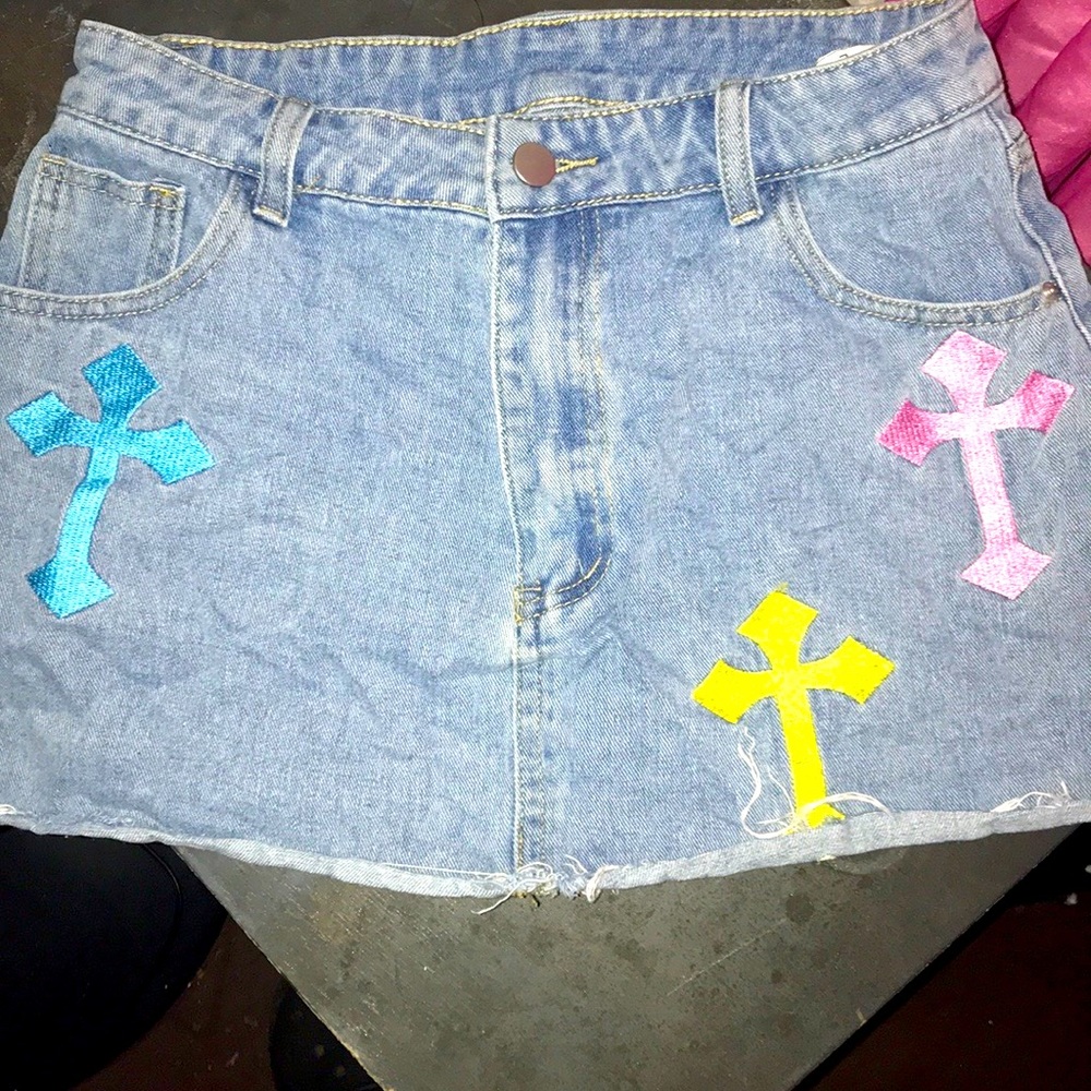 Chrome Heart Denim Skirt